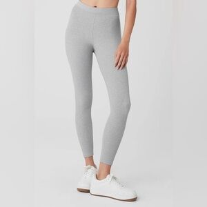 Alo Ribbed High-Waist 7/8 Blissful Legging, Athletic Heather Grey - M